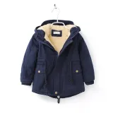 Toddler Kids Boy Windbreaker Hooded Jacket Cotton Padded Warm Outerwear