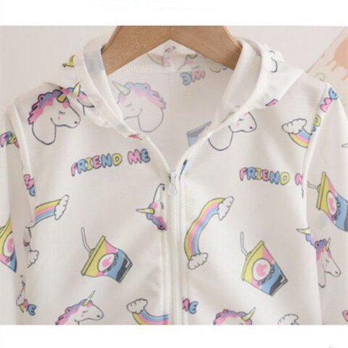 Toddler Kids Girl Print Rainbows Unicorns Coke Breathable Lightweight Sunscreen Outerwear Coats