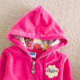 Toddler Kids Girl Print Peppa Pig Flowers Zipper Outerwear Coats