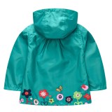 Toddler Kids Girl Print Flowers Rabbits Windproof Rainproof Zipper Outerwear Coats