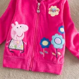 Toddler Kids Girl Print Peppa Pig Flowers Zipper Outerwear Coats