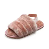 Cozy Soft Plush Fleece Open Toe Ticken Slingback Slides Indoor Outdoor House Winter Warm Slippers