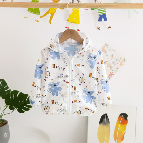 Toddler Kids Girl Print Bears Breathable Lightweight Sunscreen Outerwear Coats