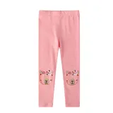 Toddler Kid Girl Embroidery Bear Flowers Cotton Leggings Pants