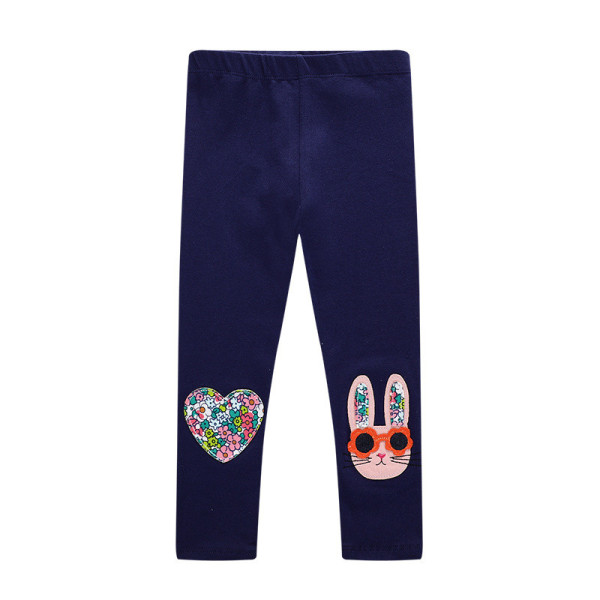 Toddler Kid Girl Embroidery Rabbit Flowers Cotton Leggings Pants