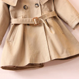 Toddler Kids Girl Solid Cotton Double Collar Windbreaker Outerwear Coats