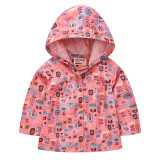 Toddler Kids Girl Print Flowers Windproof Rainproof Zipper Outerwear Coats