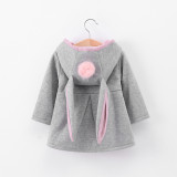 Toddler Kids Girl Rabbit Ears Windbreaker Cotton Hooded Outerwear Coats