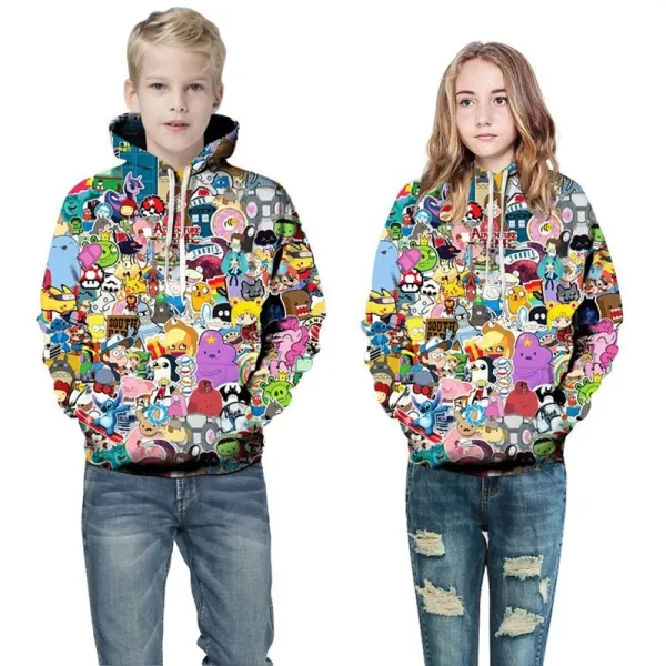 Toddler Kids Girl Boy 3D Print Cartoon Hooded Sweatshirts