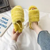 Cozy Soft Plush Fleece Open Toe Ticken Slingback Slides Indoor Outdoor House Winter Warm Slippers