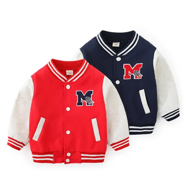 Toddler Kids Boy Print Letter Baseball Jacket Sports Outerwear