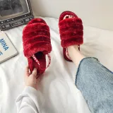 Cozy Soft Plush Fleece Open Toe Ticken Slingback Slides Indoor Outdoor House Winter Warm Slippers