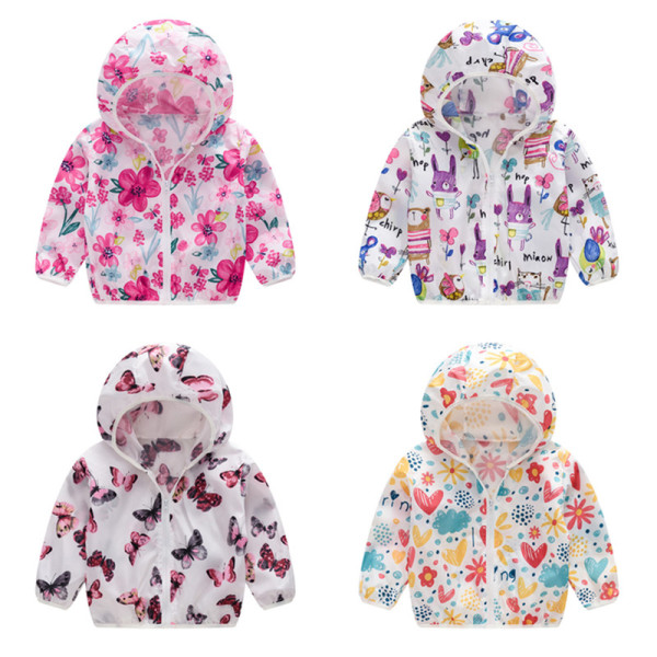 Toddler Kids Girl Print Pink Butterflies Breathable Lightweight Sunscreen Outerwear Coats