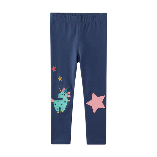 Toddler Kid Girl Embroidery Unicorn Stars Cotton Leggings Pants