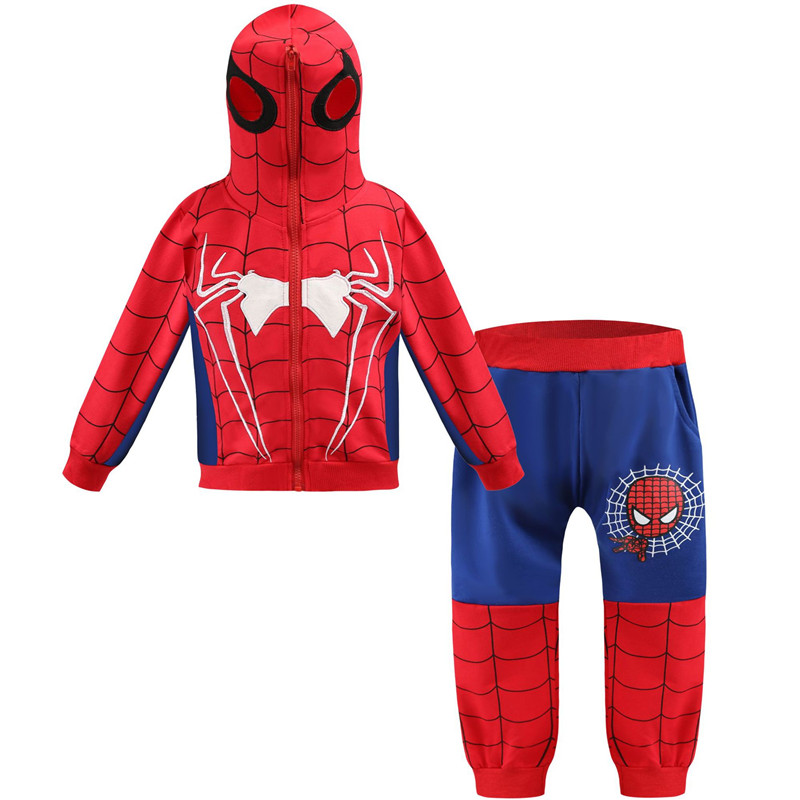 Toddler Kids Boy Spider-Man Hooded Sweatshirt Top Two-pieces Sets