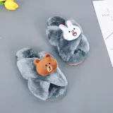 Toddlers Kids Soft Plush Fleece Cross Bear Rabbit Warm Home House Slippers