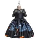 Toddler Kid Girl Cosplay Halloween Witch A-line Dress With Hat