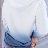 Women Tie-Dye Ombre Hooded Long Sleeves Casual Pullover Sweatshirt Tops