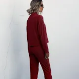 Women Zipper Stand Collar Sports Long Sleeves Two-Piece Sports Lounge Sets