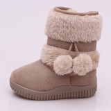 Toddle Kid Girl Suede Waterproof Winter Warm Pompom Snow Boots