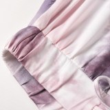 Women Tie-Dye With Drawstring Long Sleeves Home Casual Lounge Sets