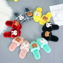 Toddlers Kids Soft Plush Fleece Bear Rabbit Warm Winter Home House Slippers