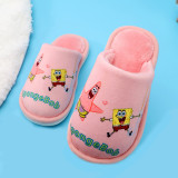 Toddlers Kids Spongebob Flannel Warm Winter Home House Family Slippers For Kids and Parents