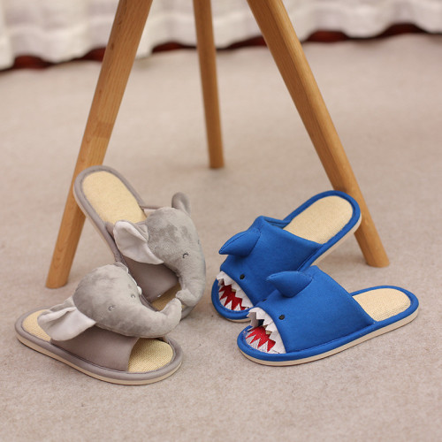 Toddlers Kids 3D Cartoon Elephant Fiberflax Home Slippers