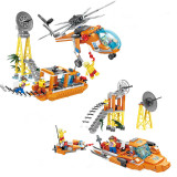 Ceative Play Building Blocks Helicopter Boat Fire Rescue Sets Toys Kids 6+ Boys Gifts
