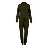 Women Zipper Stand Collar Sports Long Sleeves Two-Piece Sports Lounge Sets