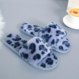 Toddlers Kids Leopard Print Flannel Warm Winter Home House Open Toe Slippers