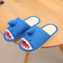 Toddlers Kids 3D Cartoon Shark Fiberflax Home Slippers