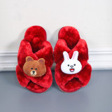 Toddlers Kids Soft Plush Fleece Cross Bear Rabbit Warm Home House Slippers
