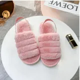 Toddlers Kids Pure Color Flannel Warm Winter Home House Open Toe Slippers For Kids and Parents