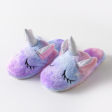 Toddlers Kids Flannel Unicorn Warm Winter Home House Slippers
