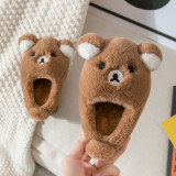 Toddlers Kids Cute Bear Flannel Warm Winter Home House Slippers For Kids and Parents