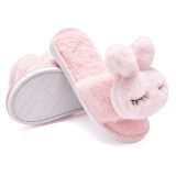 Toddlers Kids Cute Rabbit Warm Winter Home House Open Toe Slippers For Kids and Parents