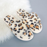 Toddlers Kids Leopard Print Flannel Warm Winter Home House Open Toe Slippers