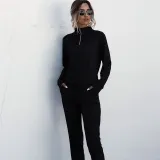 Women Zipper Stand Collar Sports Long Sleeves Two-Piece Sports Lounge Sets
