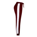 Women V-Neck Lace Up Hooded Short Sleeve Tops and White Stripes Pants Skinny Sports Sets