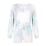 Women Tie-Dye Long Sleeves Tops and Shorts Home Casual Lounge Sets
