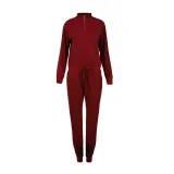 Women Zipper Stand Collar Sports Long Sleeves Two-Piece Sports Lounge Sets