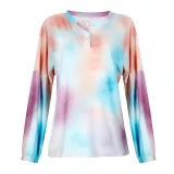 Women Tie-Dye Long Sleeves Tops and Shorts Home Casual Lounge Sets