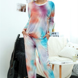 Women Tie-dye Long-Sleeved Round Neck Casual Home Lounge Sets