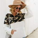 Women Plush Camouflage Pullover Long Sleeves Sweatshirt Tops