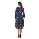 Women Long Sleeve Floral Print Midi Dress