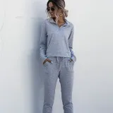 Women Zipper Stand Collar Sports Long Sleeves Two-Piece Sports Lounge Sets