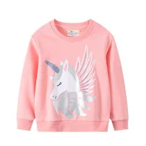 Toddler Girl Pink Unicorn Pattern Long Sleeve Pullover Sweatshirts Tops