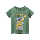 Toddle Kids Boys Print Dinosaur Letter Green Cotton T-shirt