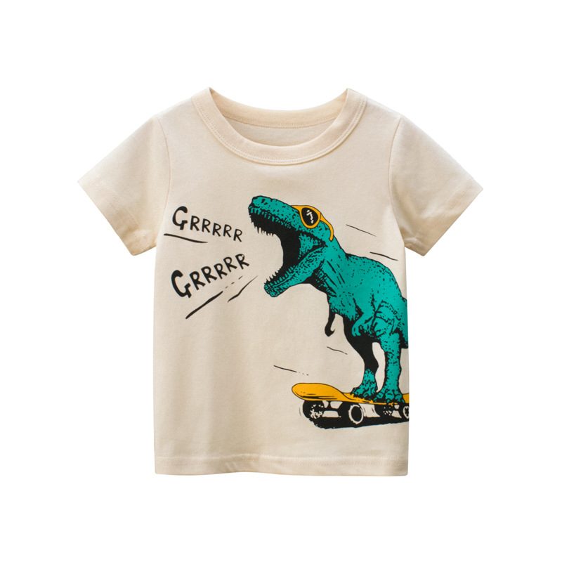 Toddle Kids Boys Print Green Dinosaur Sliding Plate Cotton T-shirt